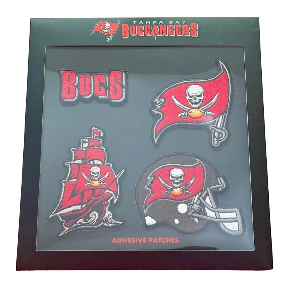Tampa Bay Buccaneers Bucs Ship Helmet Flag Logo Adhesive Patches Pack of 4 NEW